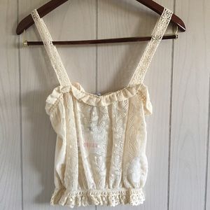 NWT ZARA Trafaluc Cream Lace Crop Top